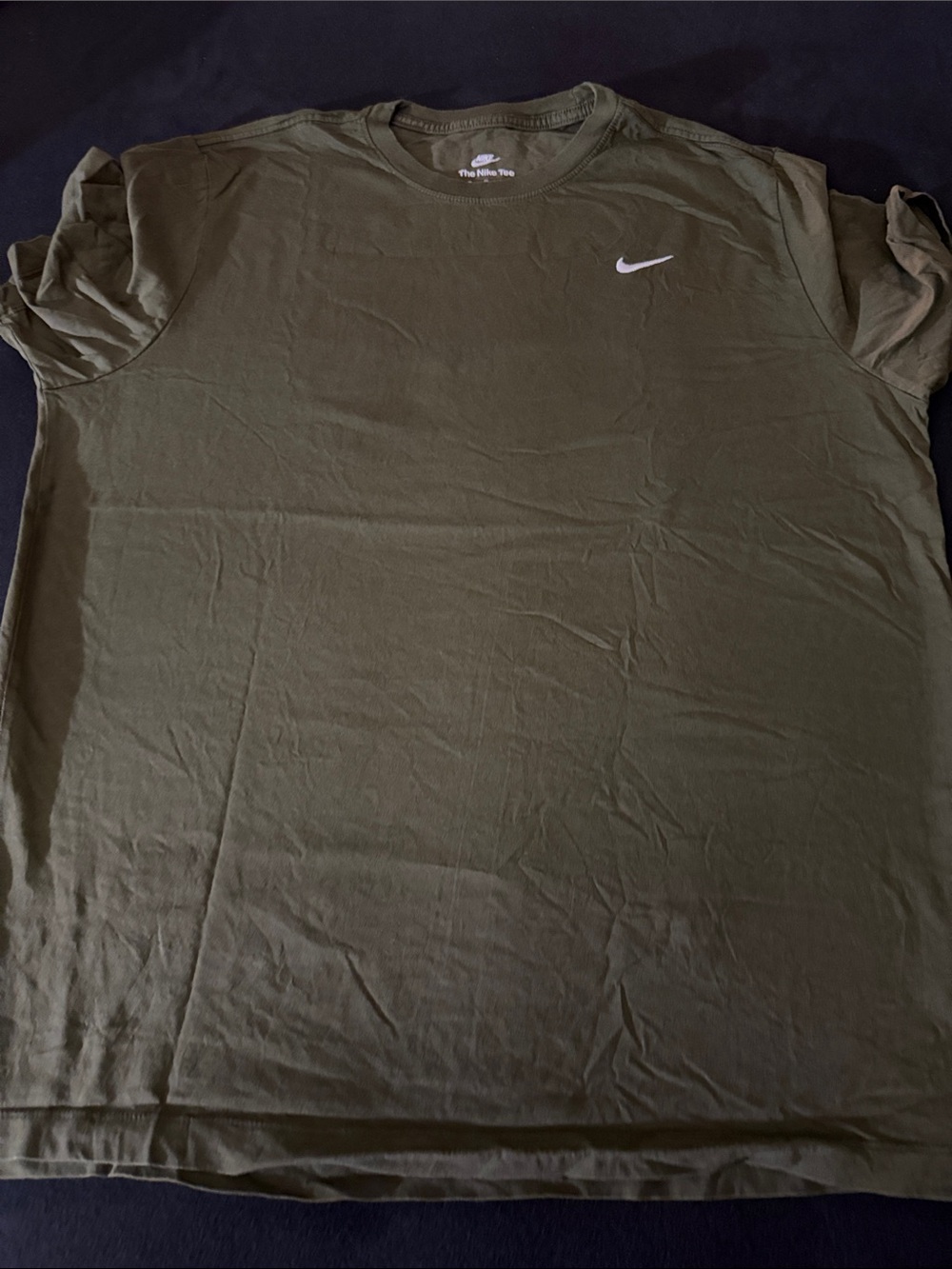 Nike Olive Crew Neck Short Sleeve Tee with Swoosh